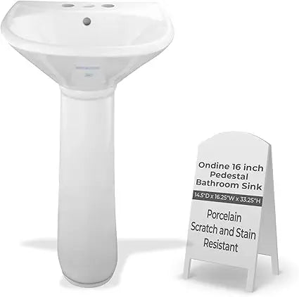 Ondine Ceramic Pedestal Bathroom Sink With Overflow