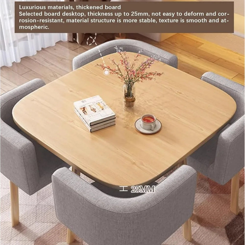 Round/Square Modern Dining Table Set, Conference Table With 4 Chairs for Small Meeting Room, Kitchen and Living Room