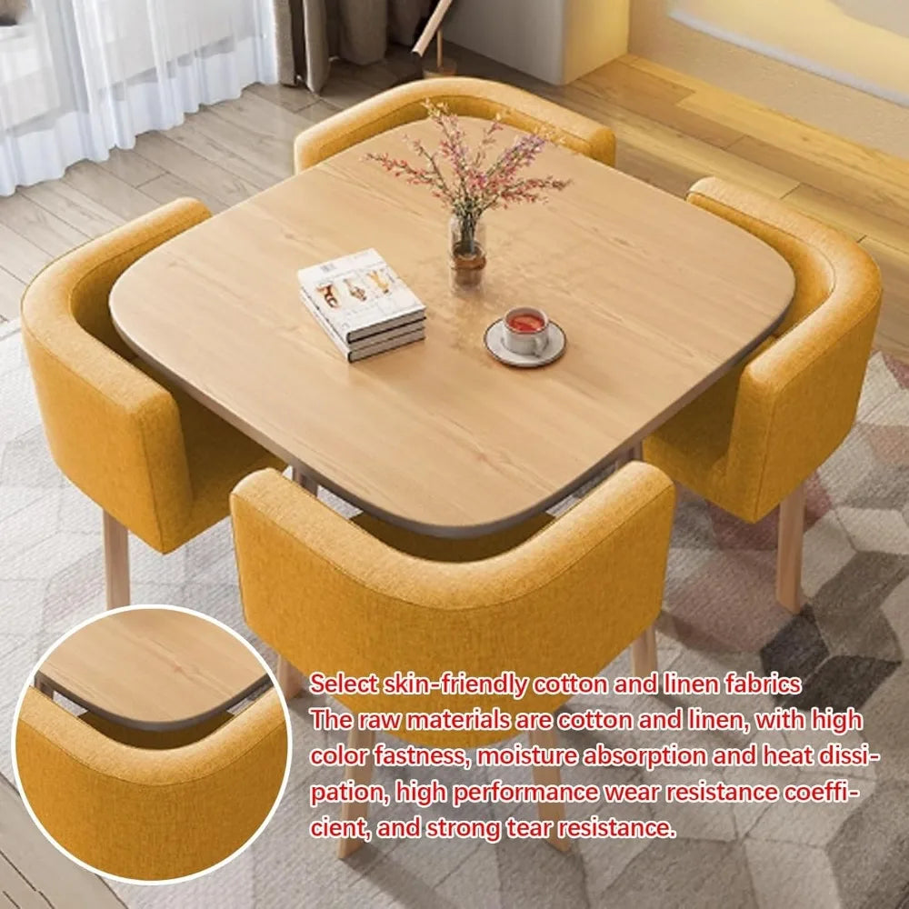Round/Square Modern Dining Table Set, Conference Table With 4 Chairs for Small Meeting Room, Kitchen and Living Room