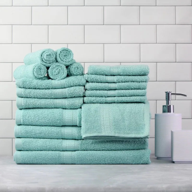 100 Percent Cotton Towel Set 18 Piece Bath Towels Deluxe