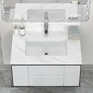 Bathroom Vanity Top, 31 Inch Sintered Stone Vanity Top with Undermount Rectangular Sink, 4" Backsplash, Pre-Drilled Faucet Singl
