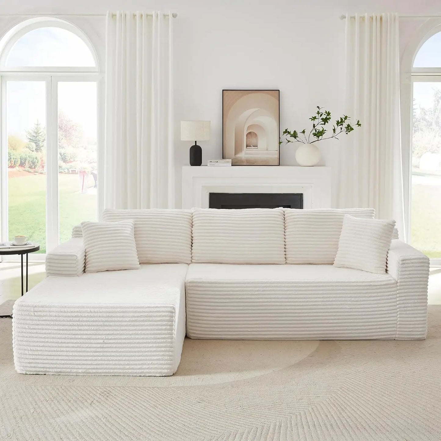 Sectional Couches for Living Room Cloud Couch Sofa with L-Shape Upholstered Boneless Couchs Modern Modular Sectional Couch