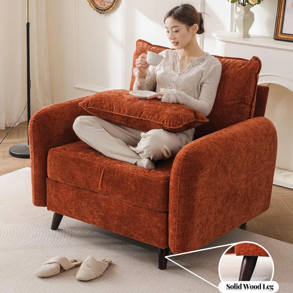 Oversized Accent Chair with All Seats Storage,Comfy Living Room Chairs with 2 Throw Pillow,Upholstered Mid-Century Armchair,24.5