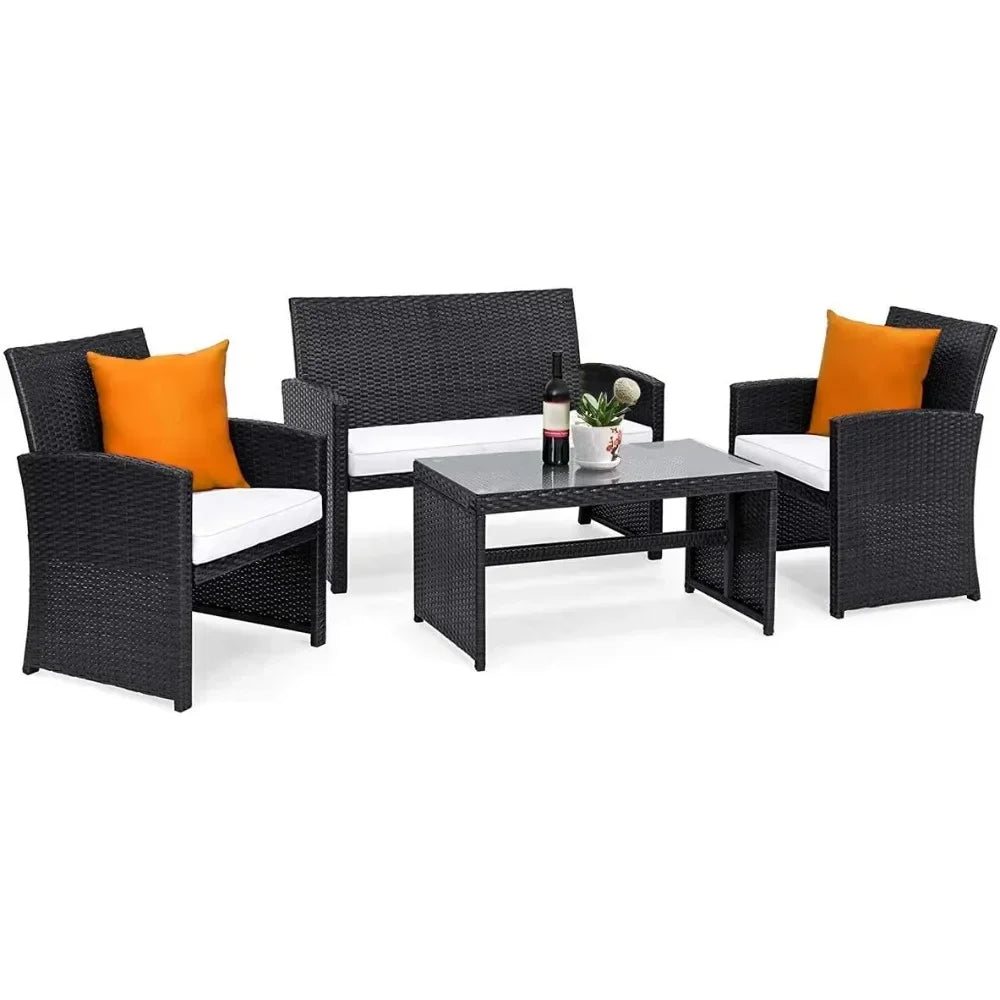 GUANGBAI Rattan Patio Set Outdoor Wicker Sofa Table