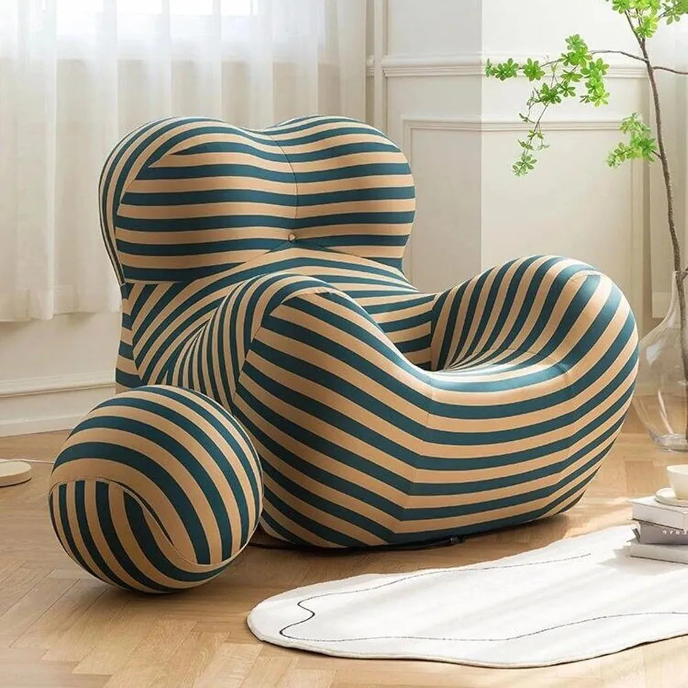 Striped Compression Sofa, No - Assembly, Breathable Comfort, Mom - Hug Shape, for Living Room/Bedroom/Office