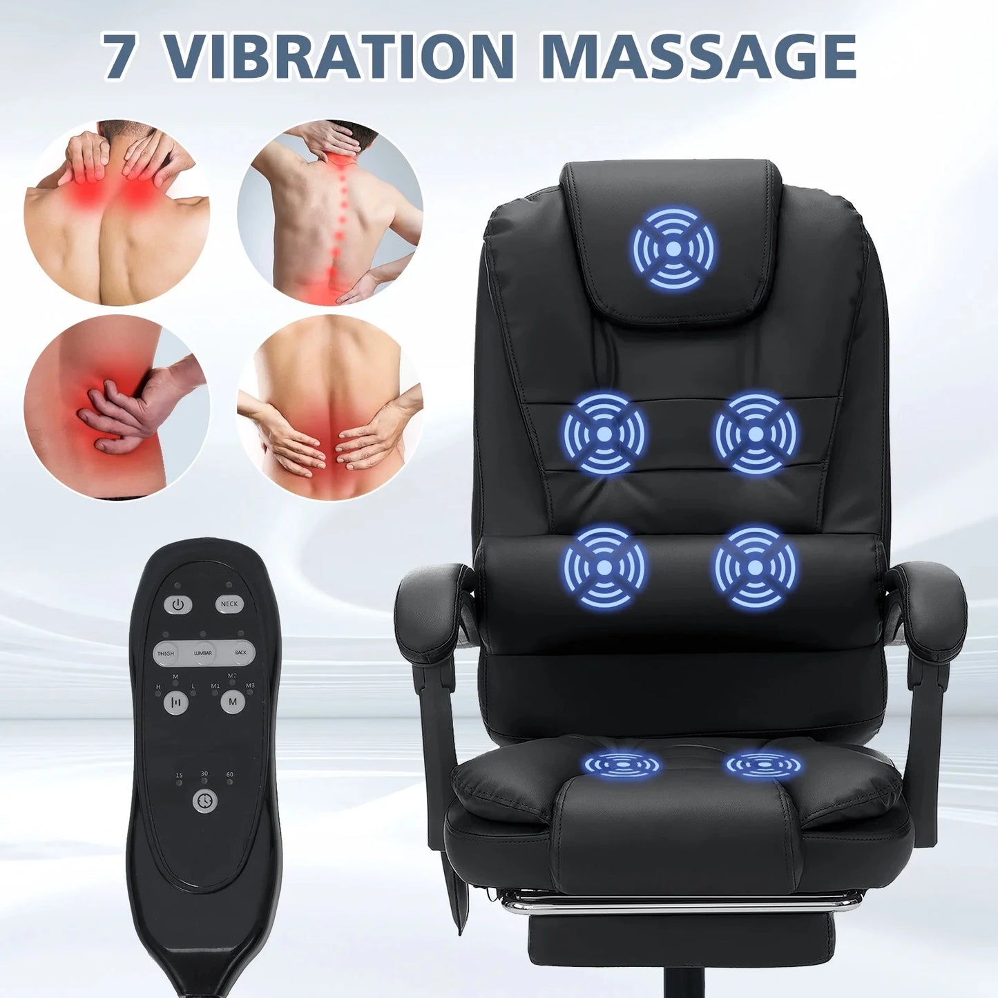 Hommpa Office Chair Massage High Back Leather Footrest