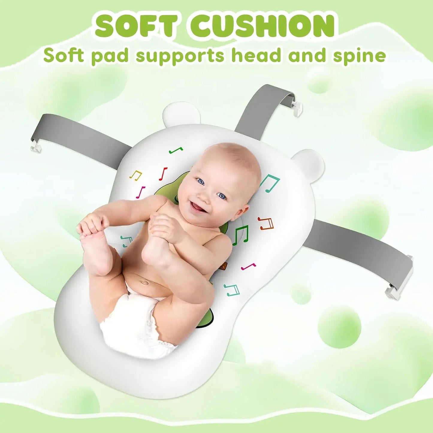 Foldable Baby Bath Tub With Bath Cushion And Thermometer