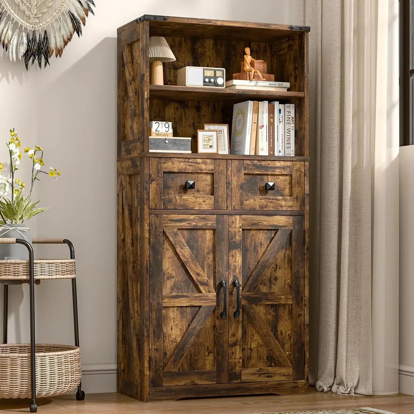 Farmhouse Storage Cabinet, Bathroom Cabinet with Drawer, Floor Storage Cabinet, Farmhouse Storage Cabinet