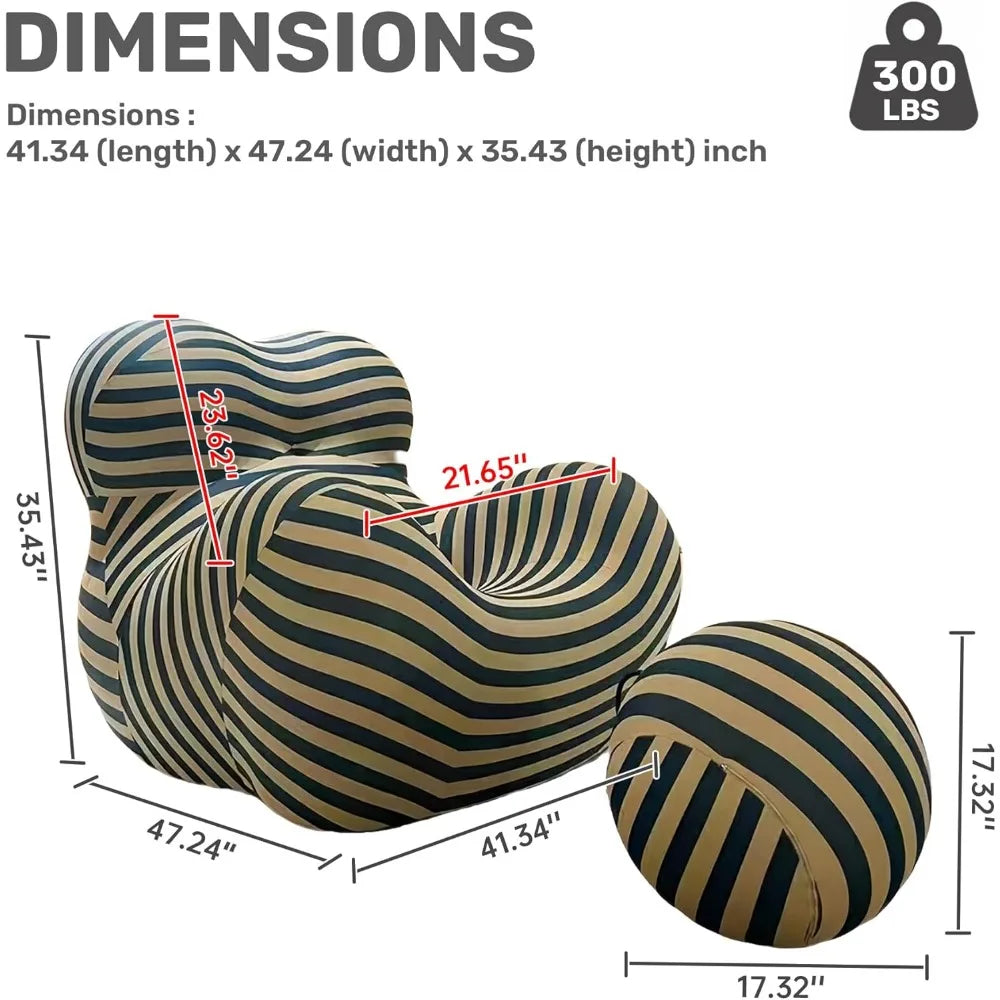 Striped Compression Sofa, No - Assembly, Breathable Comfort, Mom - Hug Shape, for Living Room/Bedroom/Office