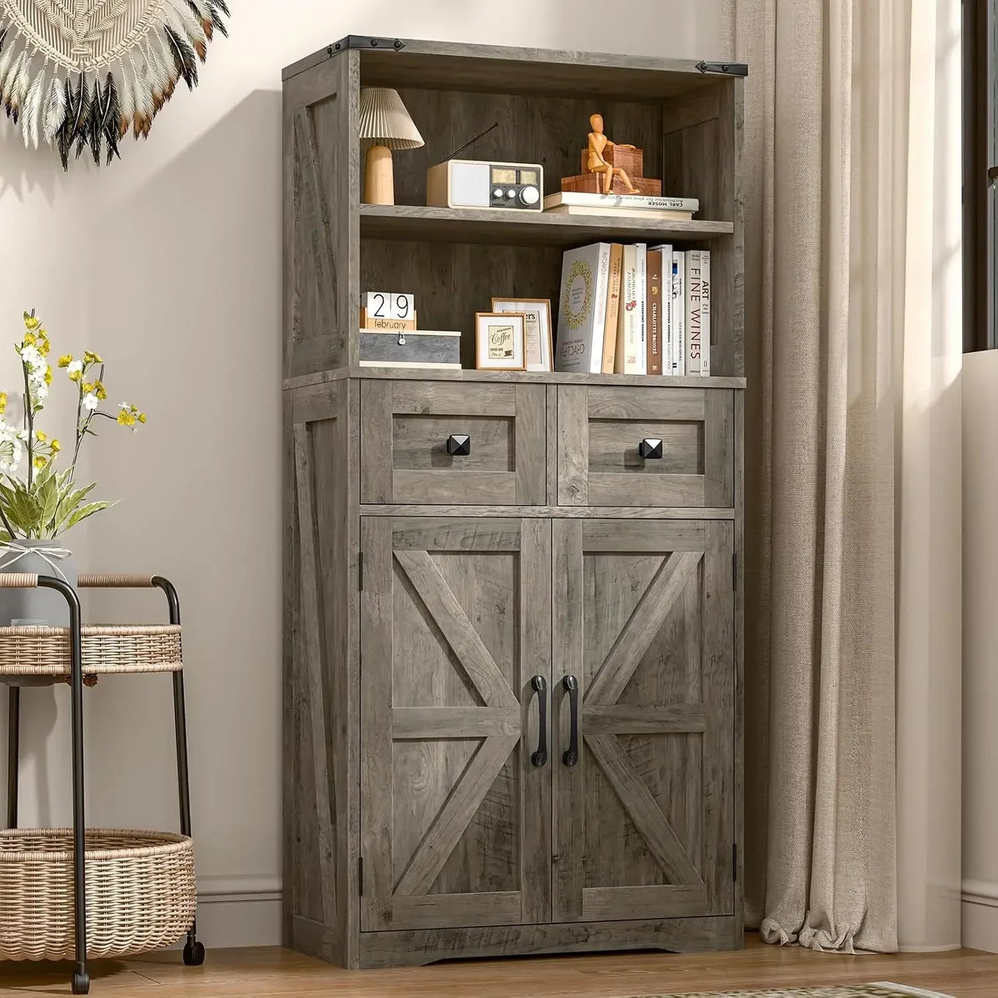 Farmhouse Storage Cabinet, Bathroom Cabinet with Drawer, Floor Storage Cabinet, Farmhouse Storage Cabinet