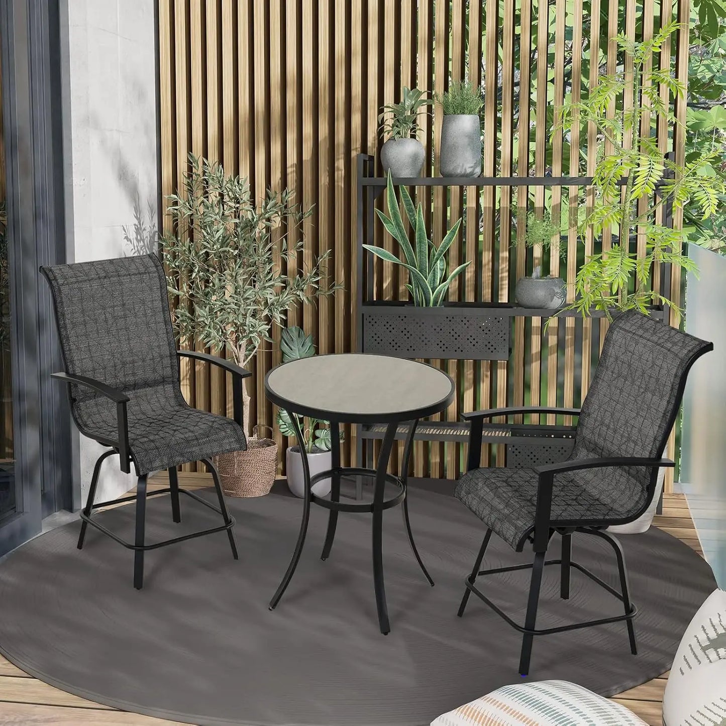 Heavenly HomeDecor 3 Piece Patio Bar Set With Swivel Stools