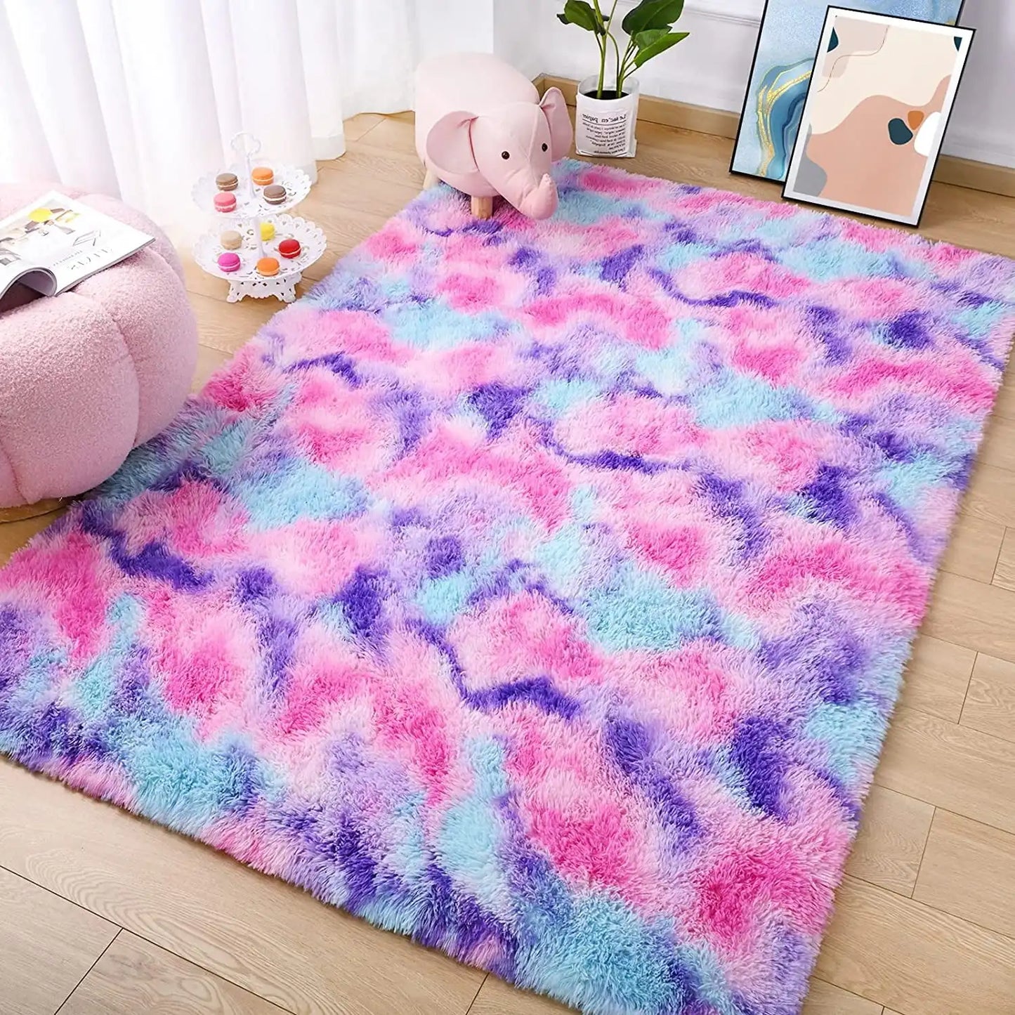 Lochas Plush Tie Dye Velvet Rug For Modern Home Decor