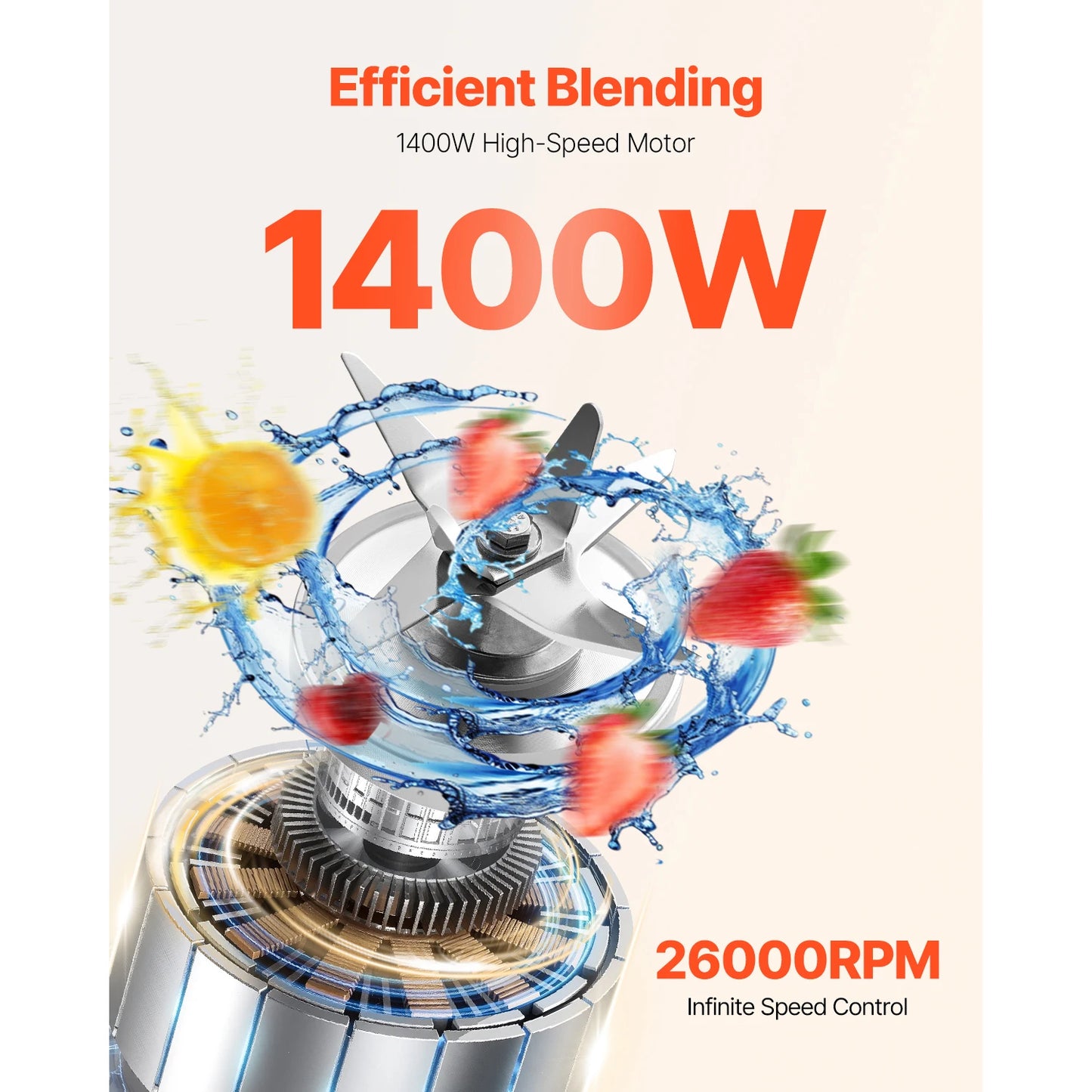 VEVOR 1400W Blender For Smoothies Professional Ice Crushing