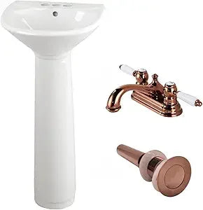 Ondine Ceramic Pedestal Bathroom Sink With Overflow