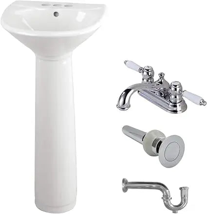 Renovators Supply Ondine White Pedestal Sink Overflow