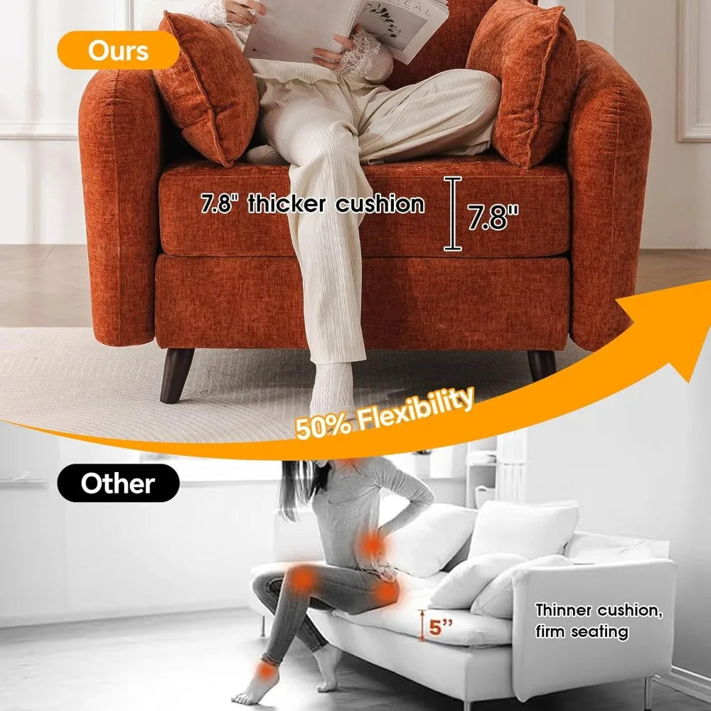 Oversized Accent Chair with All Seats Storage,Comfy Living Room Chairs with 2 Throw Pillow,Upholstered Mid-Century Armchair,24.5