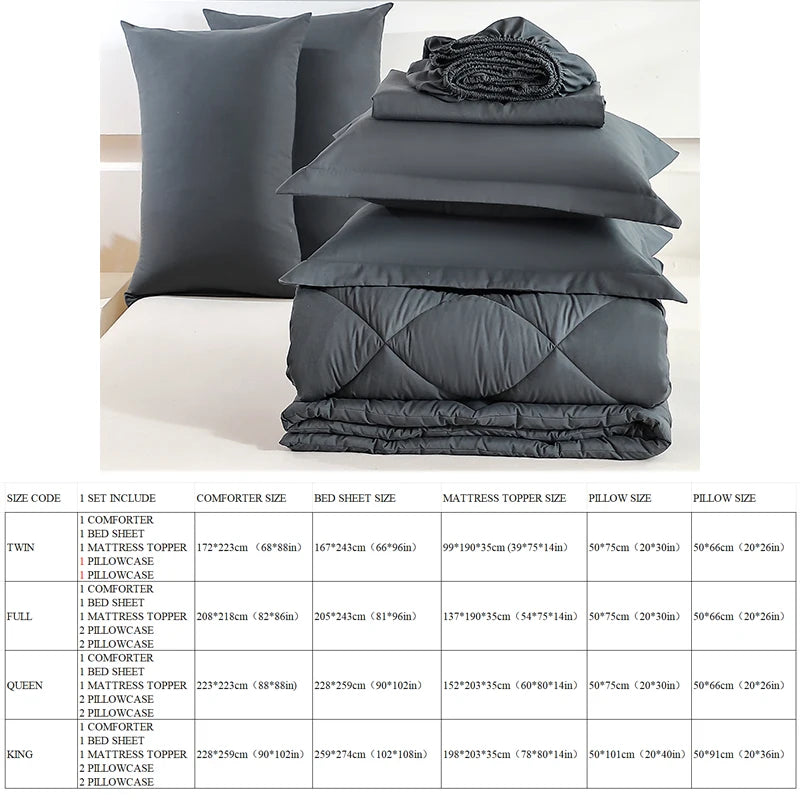 Twin Full Queen King Comforter Mattress Topper Bed Sheet And Pillowcases White Set In A Carton
