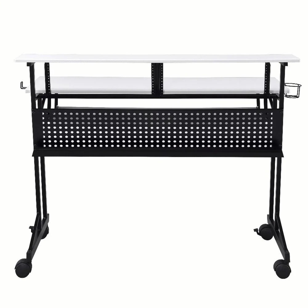 47Inch Home Office Desk Music Recording Studio Furniture Computer Desk with Keyboard Tray Cupholder Headset Hook 3 Shelves