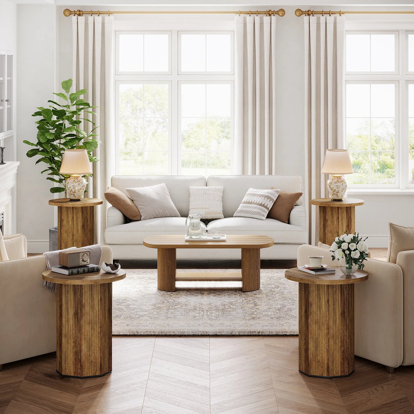 Tribesigns Round End Table for Living Room, Industrial Circle Side Table, Narrow Nightstand for Small Spaces, Living Room