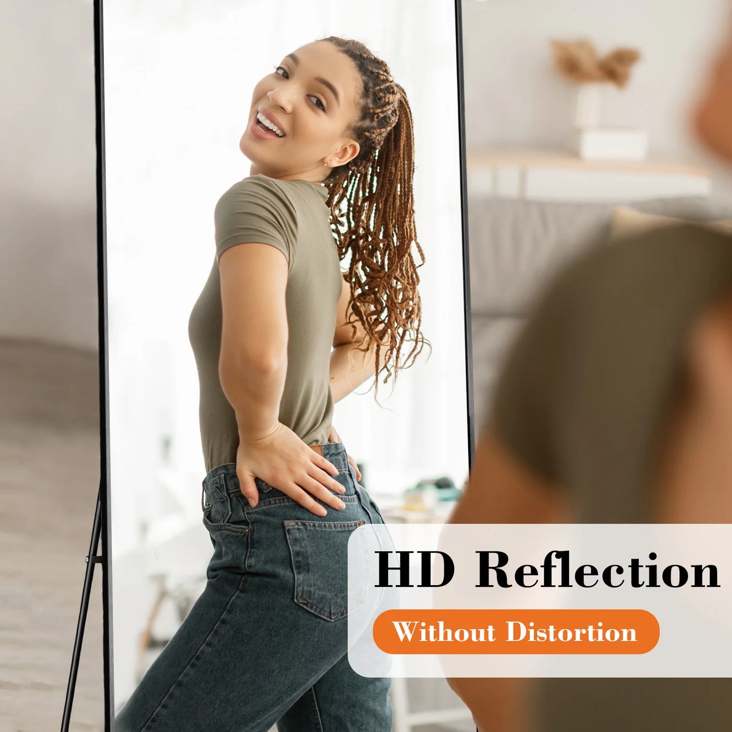 JHK Wall Mirror Aluminum Alloy Frame Standing Or Leaning