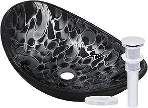 MNO Oval Tempered Glass Vessel Sink Drain for Bathroom