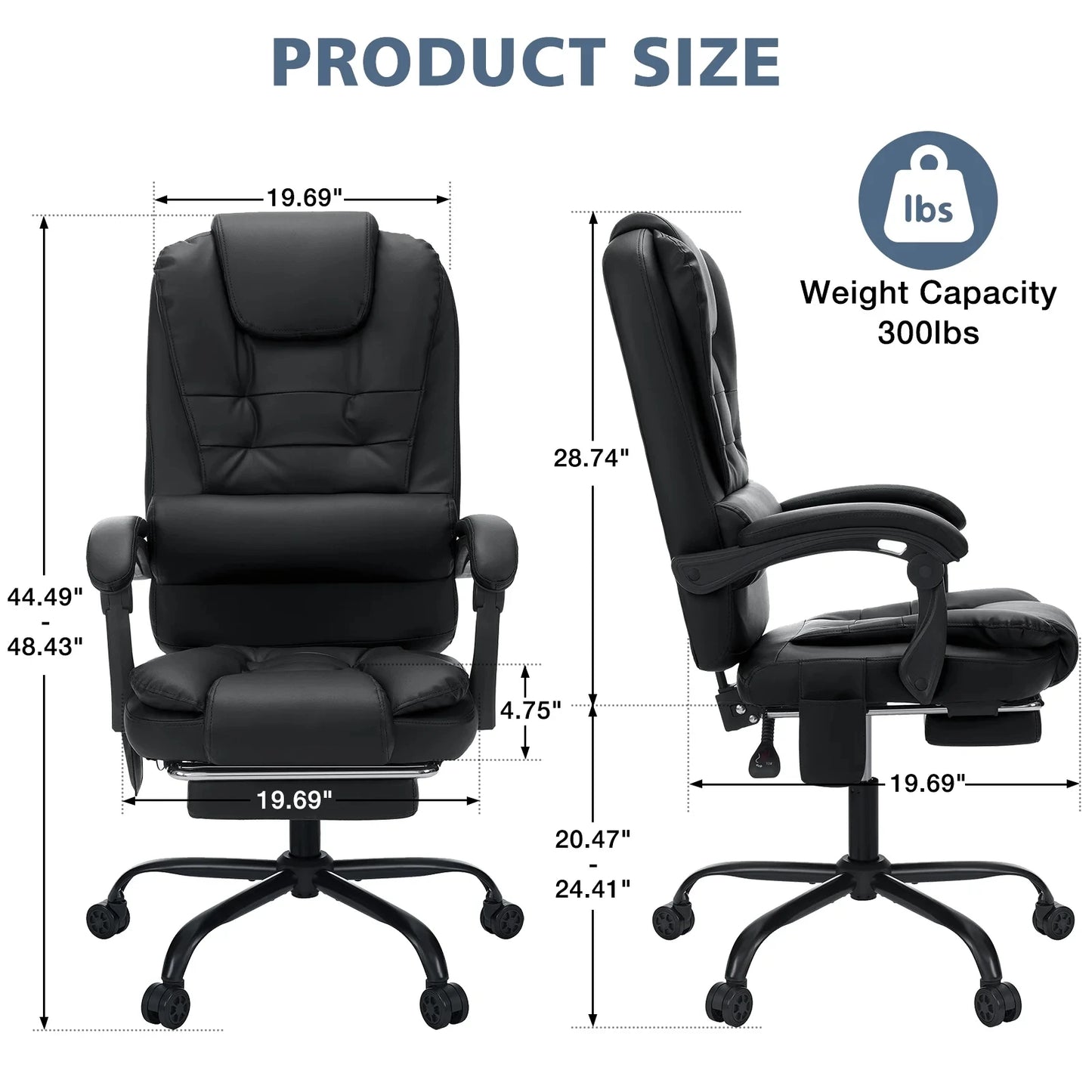 Hommpa Office Chair Massage High Back Leather Footrest