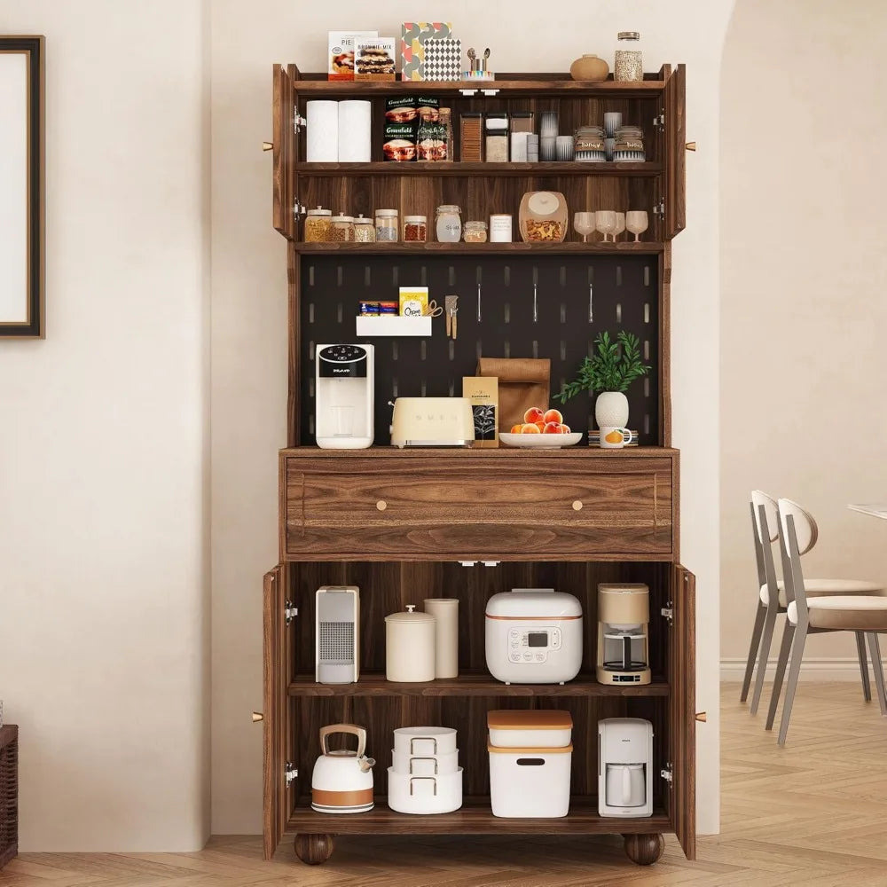 Kitchen Pantry Cabinet Countertop Microwave Stand Hutch