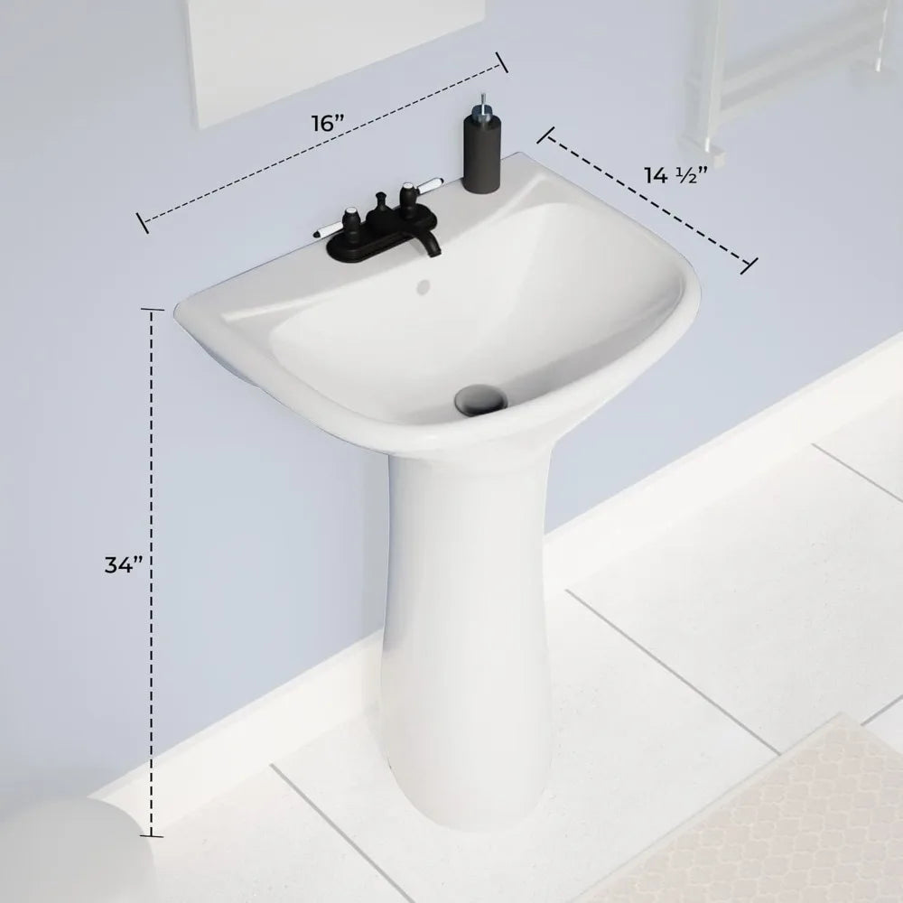 Ondine Ceramic Pedestal Bathroom Sink With Overflow