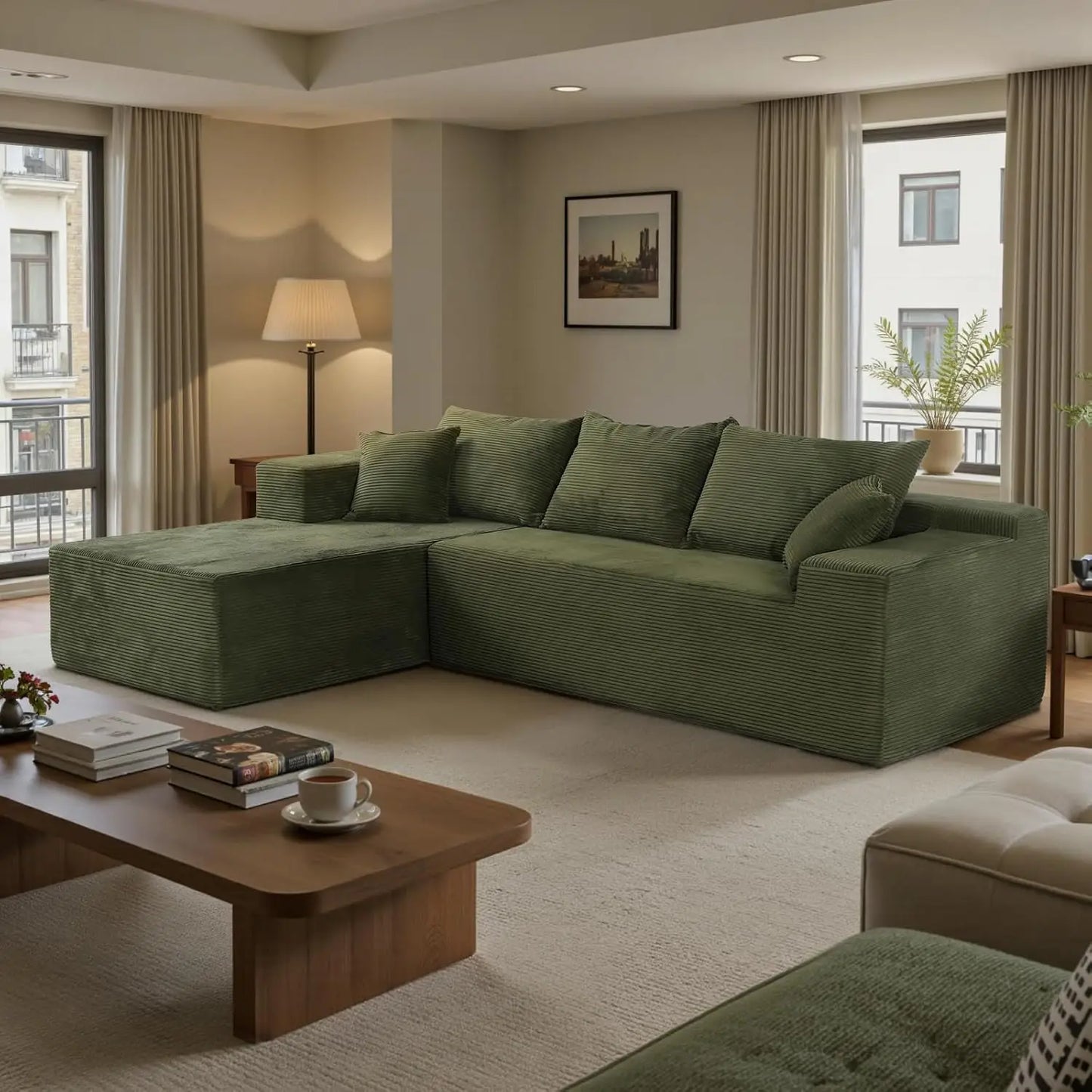 HUANZHUANG Cloud Sectional Couch With L Shape Chaise