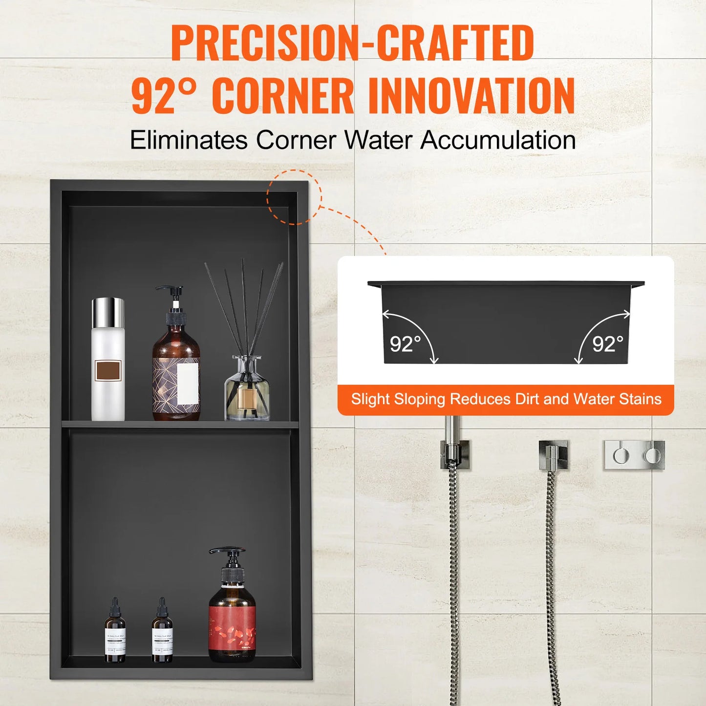 SucceBuy Stainless Steel Shower Niche Dual Shelf Wall