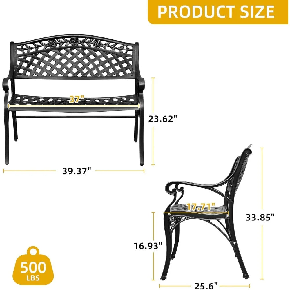 Heavenly Home Decor MKDK Cast Aluminum Outdoor Bench