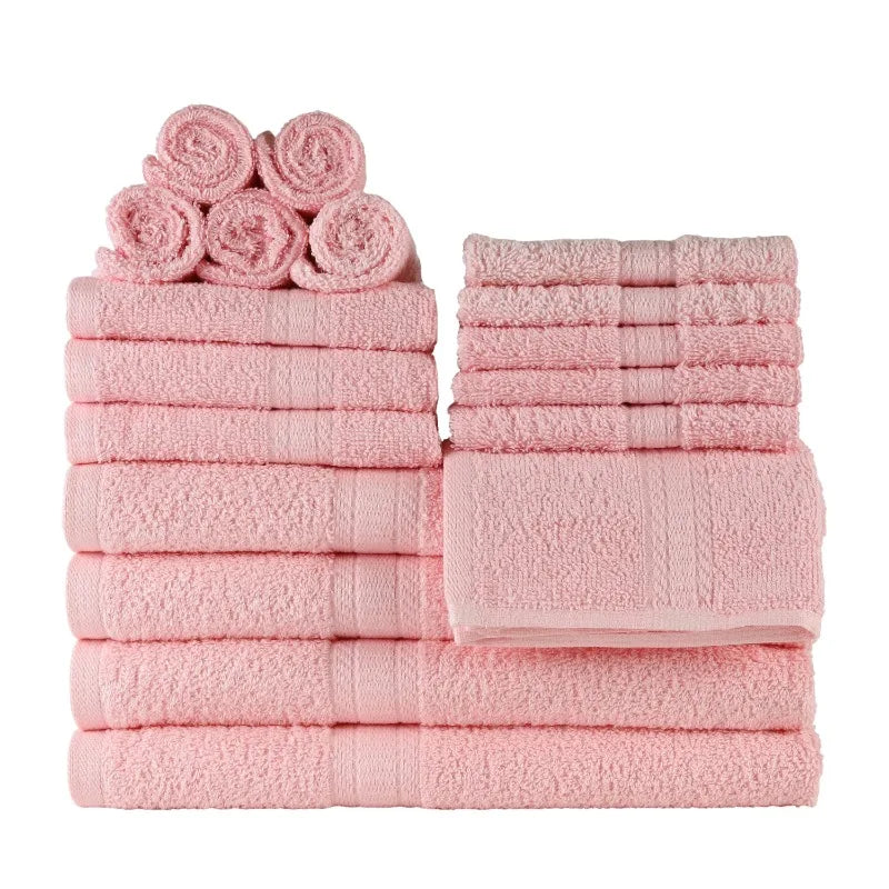 100 Percent Cotton Towel Set 18 Piece Bath Towels Deluxe