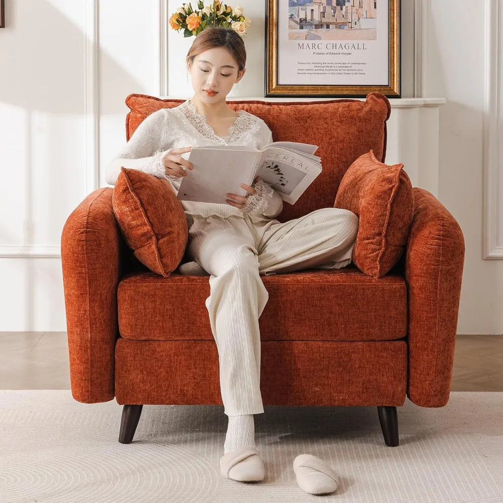 Oversized Accent Chair with All Seats Storage,Comfy Living Room Chairs with 2 Throw Pillow,Upholstered Mid-Century Armchair,24.5