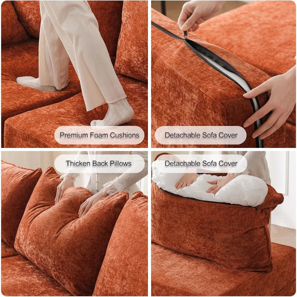 Oversized Accent Chair with All Seats Storage,Comfy Living Room Chairs with 2 Throw Pillow,Upholstered Mid-Century Armchair,24.5