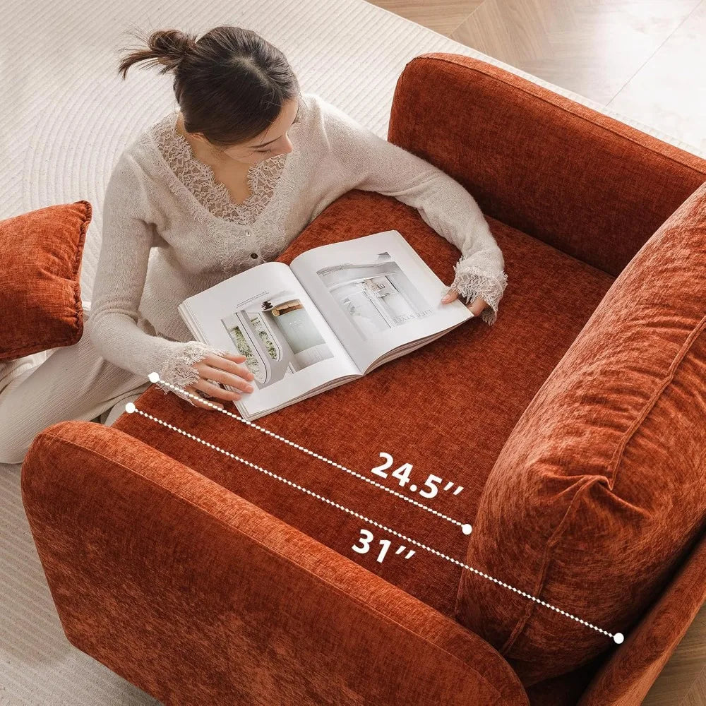 Oversized Accent Chair with All Seats Storage,Comfy Living Room Chairs with 2 Throw Pillow,Upholstered Mid-Century Armchair,24.5