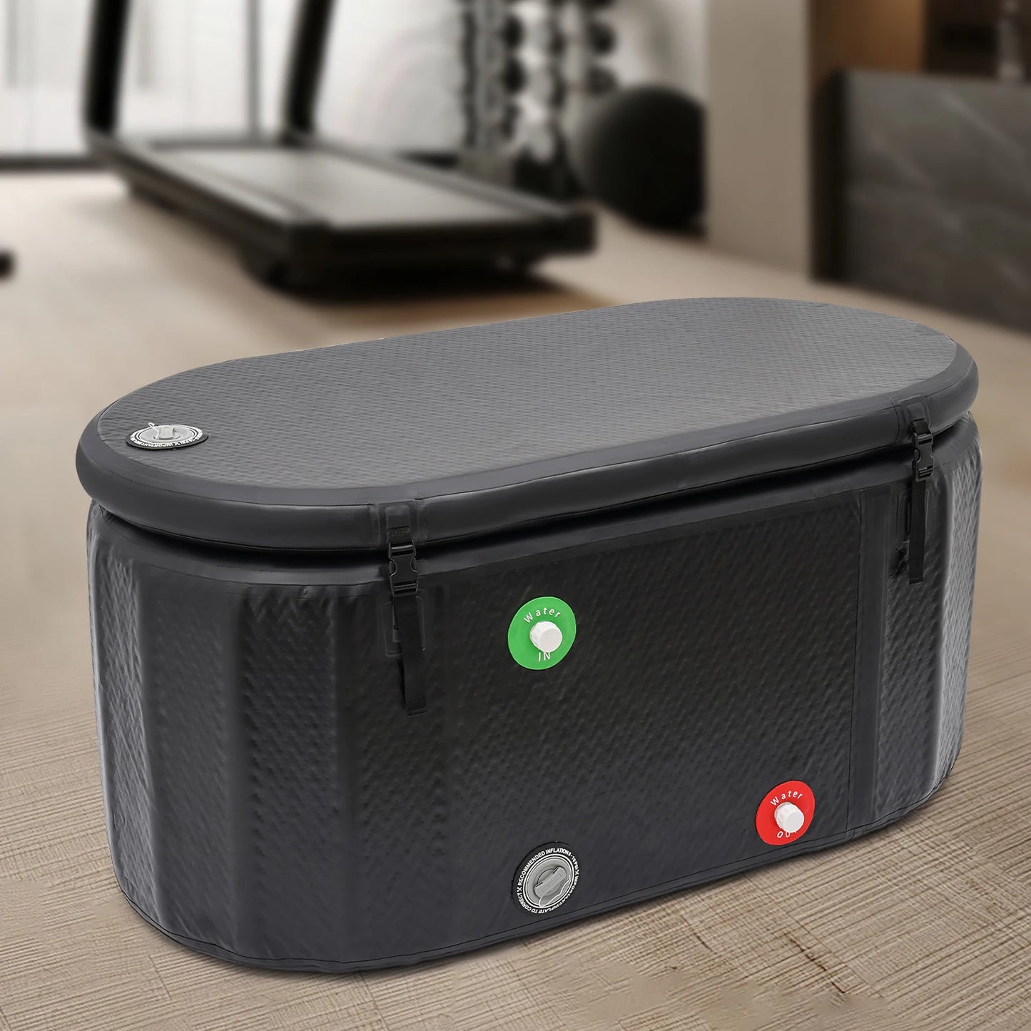 132*70cm Ice Bath Tub Cold Water Therapy Plunge Tub for Athletes Outdoor Ice Barrel Plunge Pool Inflatable Folding Bathtub