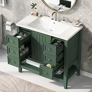 Harper & Bright Designs 36" Bathroom Vanity with Sink, Free Standing Single Basin Vanity Set with One Cabinet and Three Drawers,