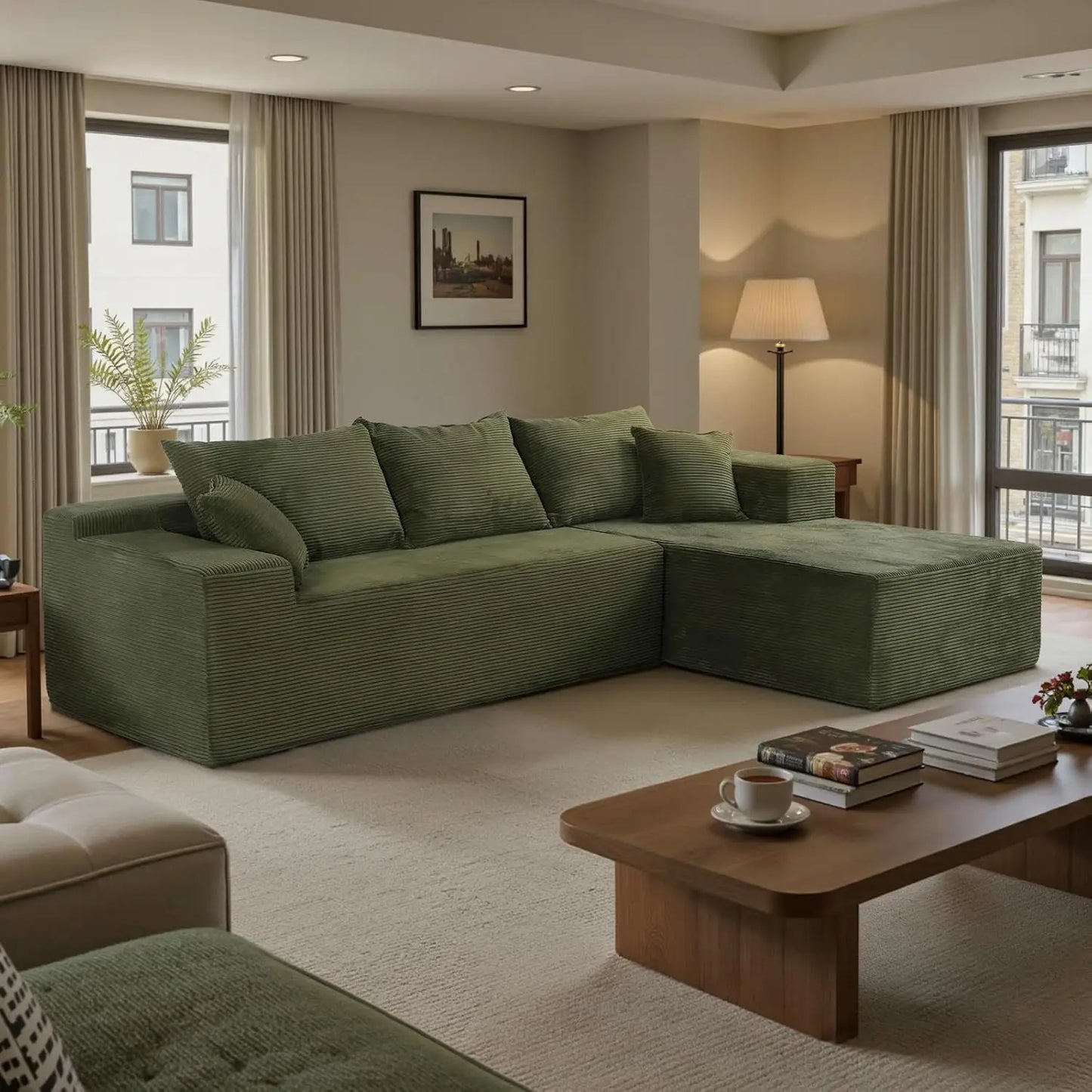 HUANZHUANG Cloud Sectional Couch With L Shape Chaise