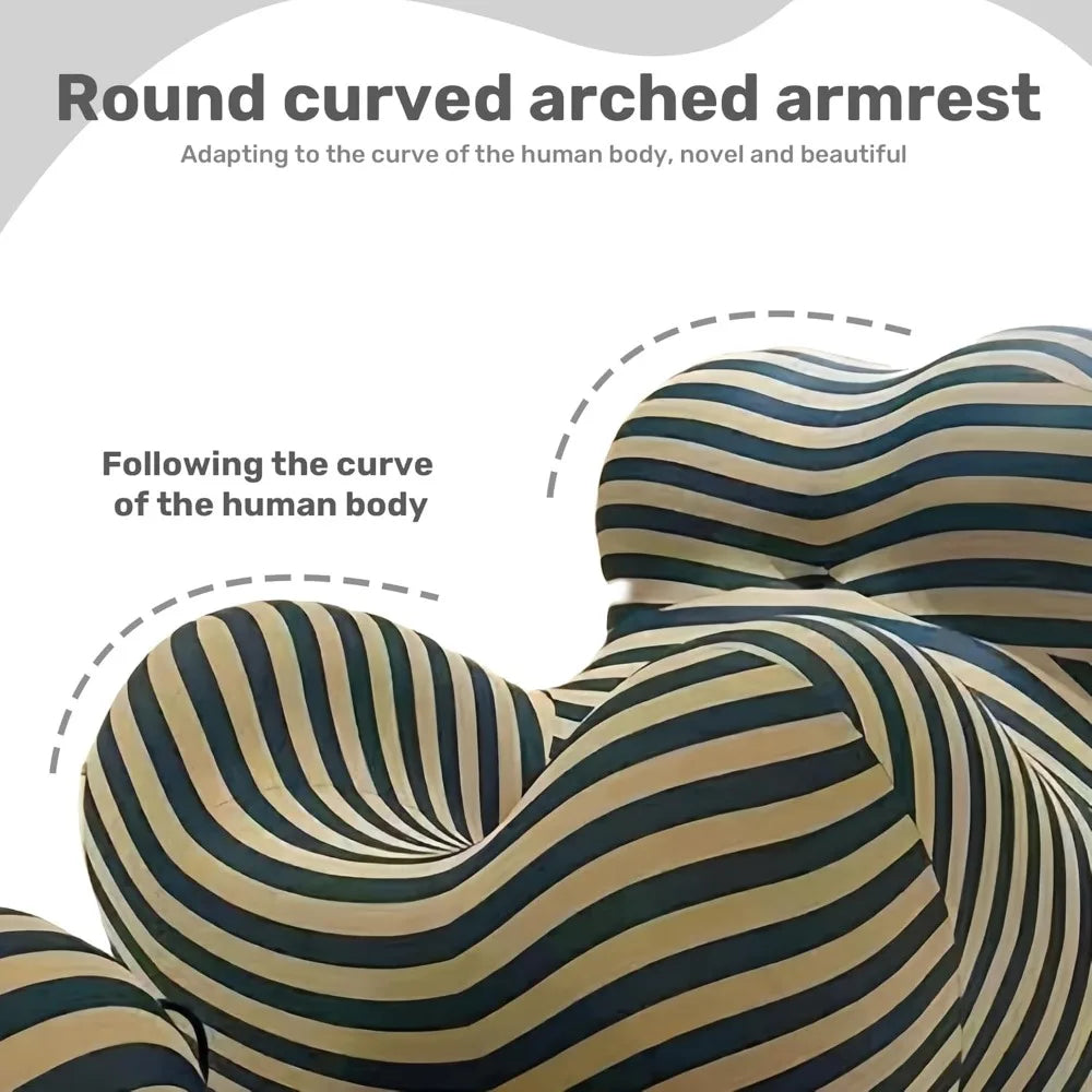 Striped Compression Sofa, No - Assembly, Breathable Comfort, Mom - Hug Shape, for Living Room/Bedroom/Office