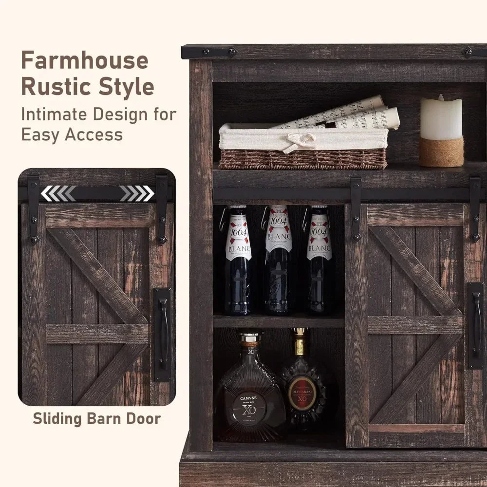 Bathroom Floor Cabinet, Farmhouse Storage Cabinet with Sliding Barn Door & Storage Drawers, Small Storage Cabinet