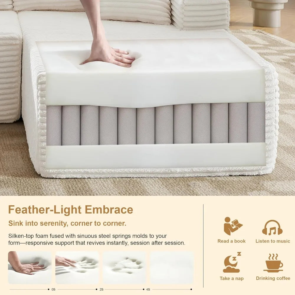 Sectional Couches for Living Room Cloud Couch Sofa with L-Shape Upholstered Boneless Couchs Modern Modular Sectional Couch