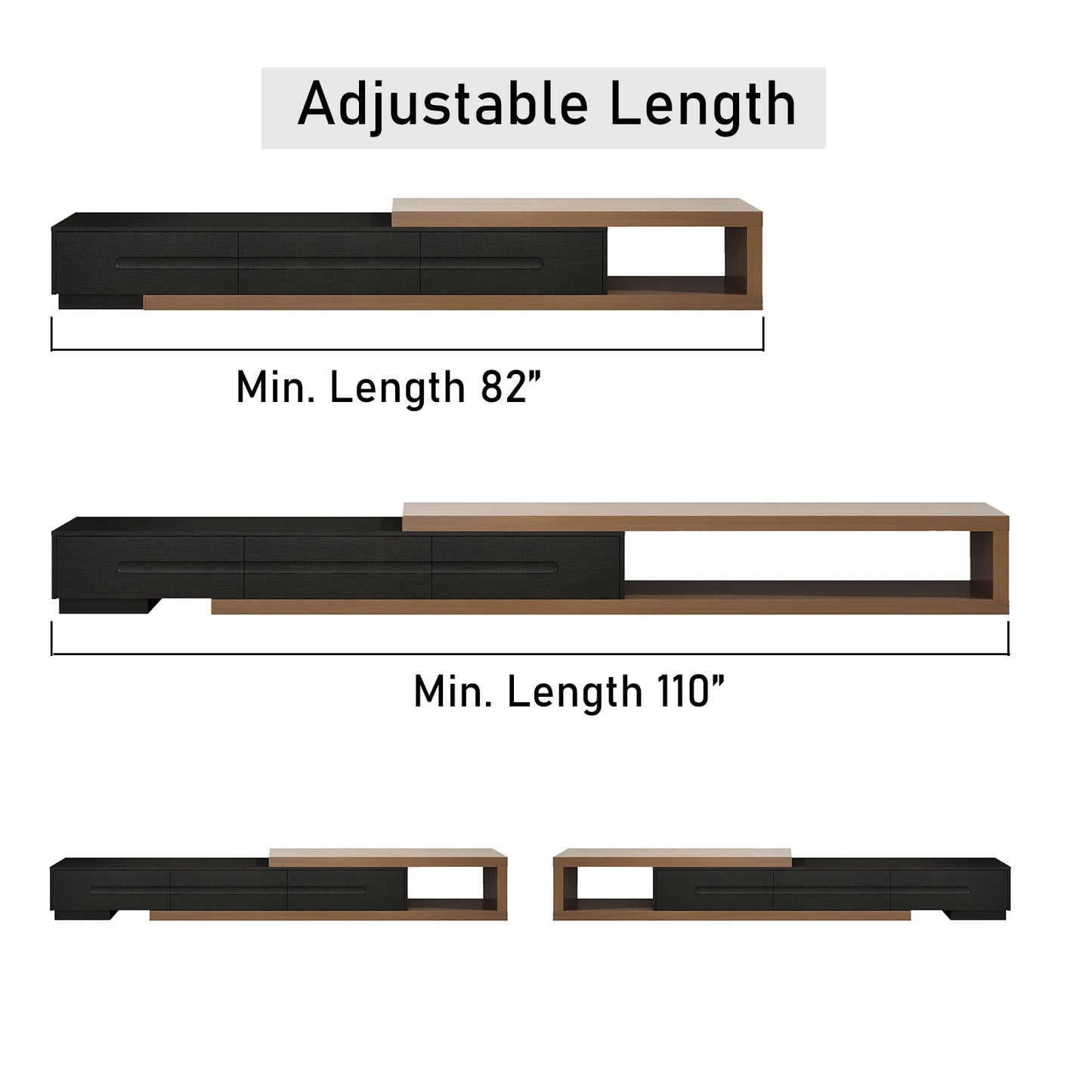 QiaoShiRen Extendable TV Stand Wood Console With Drawers