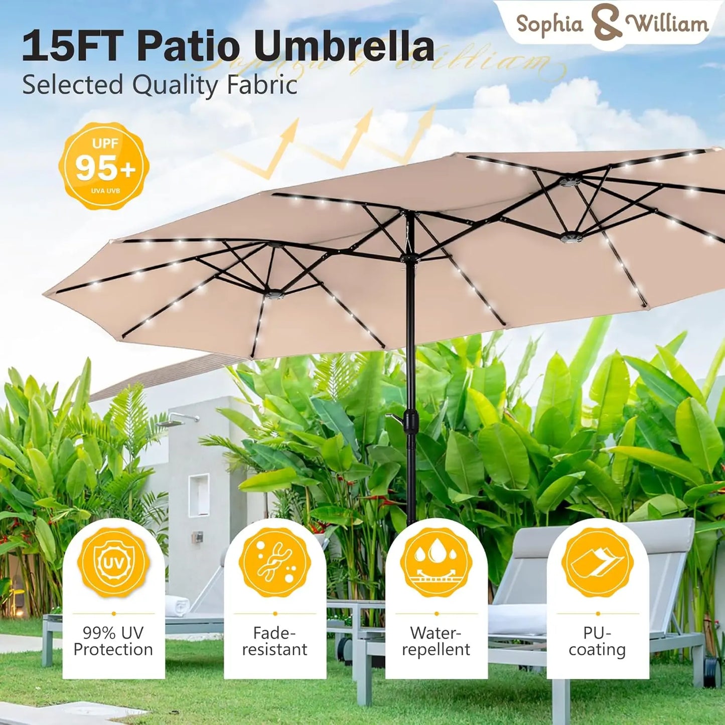 Heavenly HomeDecor Patio Umbrella With Solar Lights