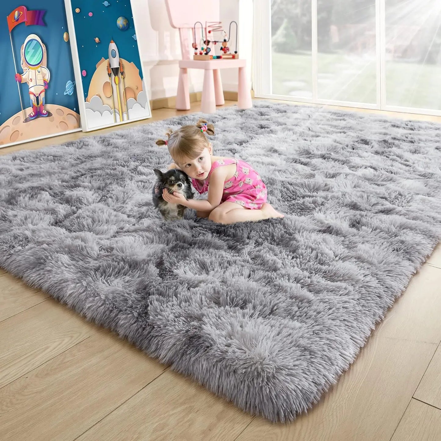 Aubusson Fluffy Area Rug For Living Room And Bedroom