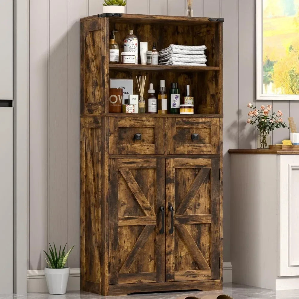 Farmhouse Storage Cabinet, Bathroom Cabinet with Drawer, Floor Storage Cabinet, Farmhouse Storage Cabinet