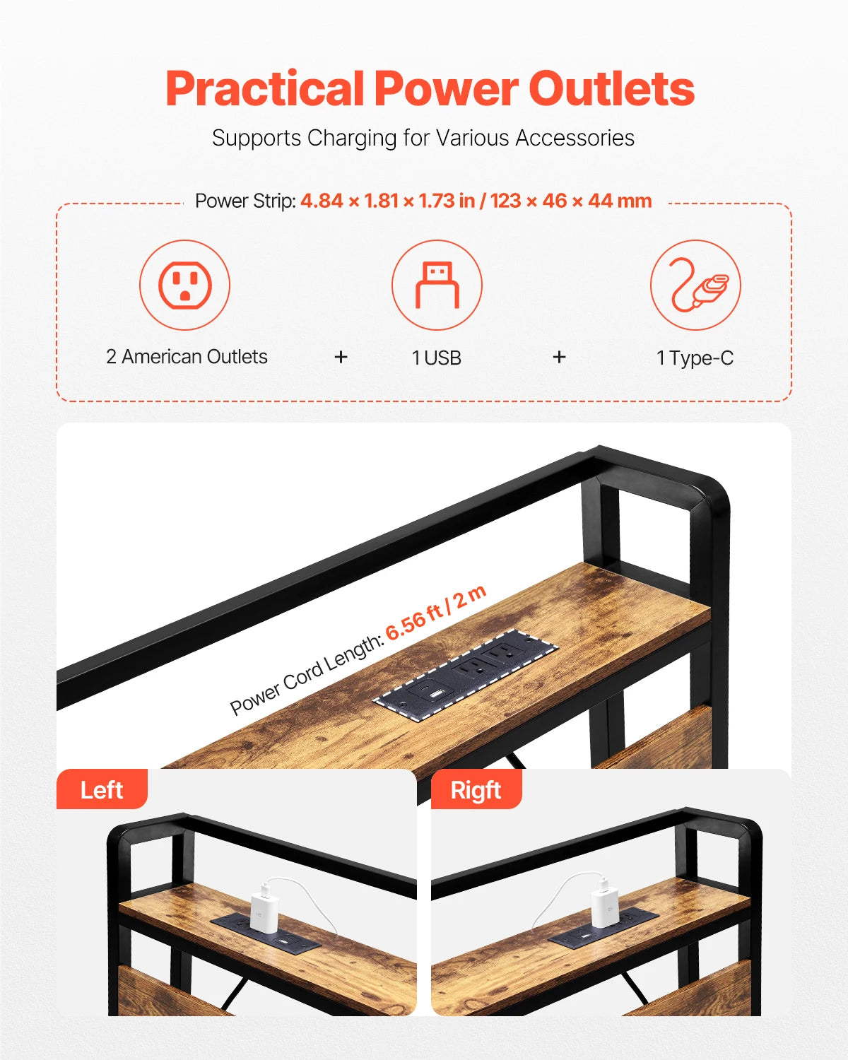 VEVOR Bed Headboard King Size Freestanding Head Board with Outlets & USB Port Adjustable Headboard for Different Bed Frames
