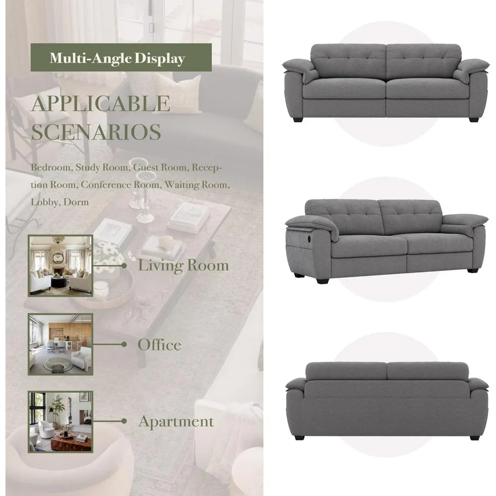 87" Modern Sofa, Comfy Sofa Couch w/Extra Deep Seats, 2/3 Seater Couches w/USB Charging Ports & Side Pockets