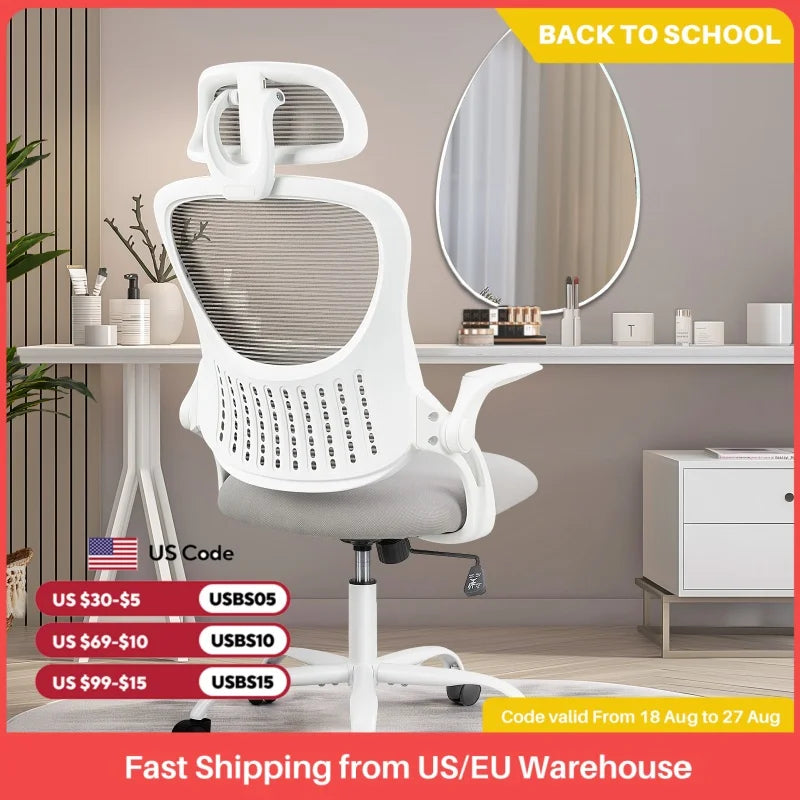 JHK Ergonomics Mesh Office Chair With Adjustable Headrest