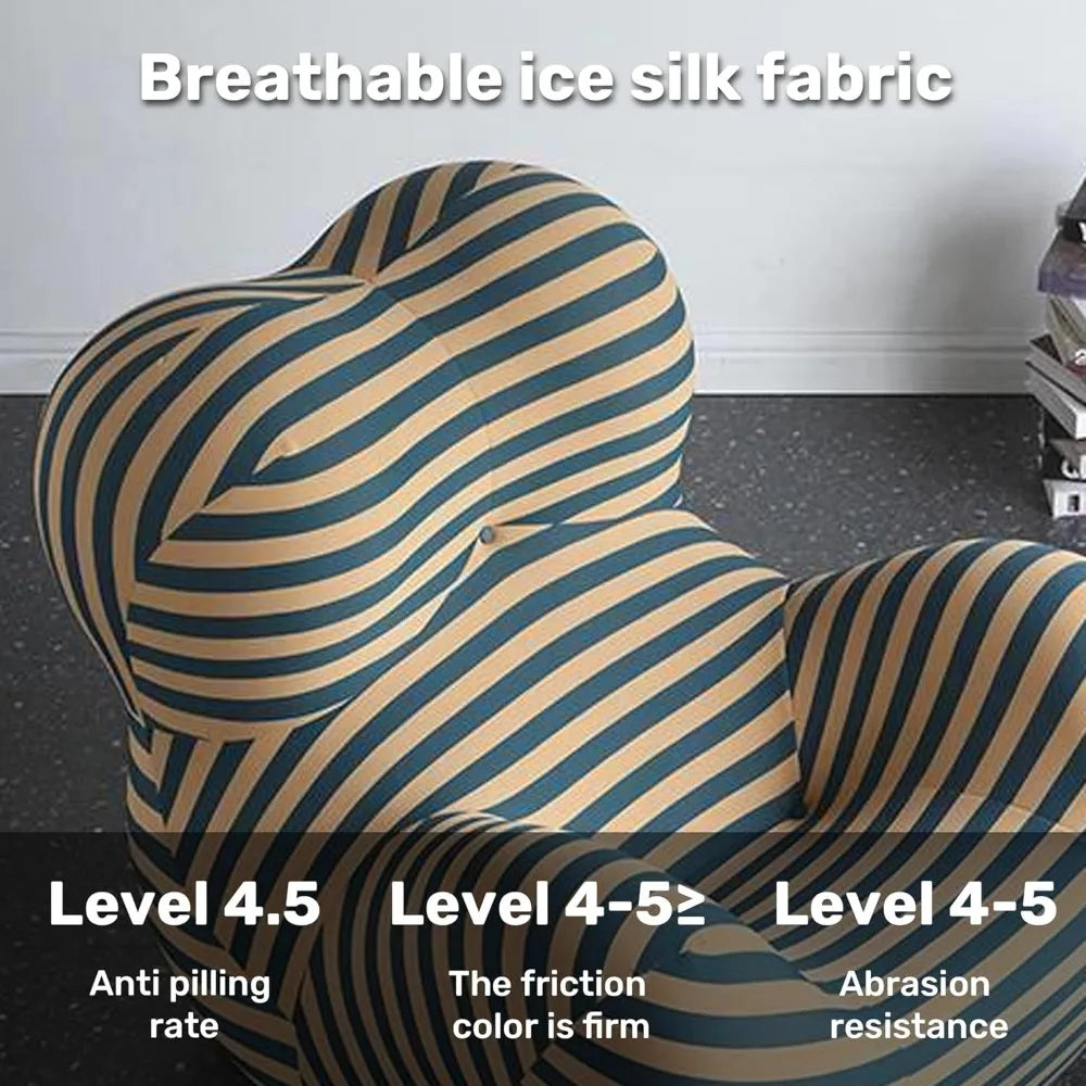 Striped Compression Sofa, No - Assembly, Breathable Comfort, Mom - Hug Shape, for Living Room/Bedroom/Office